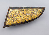 Two Crinet Plates (Neck Defenses) for Ceremonial Horse Armor, Iron, gold, silver, Tibetan
