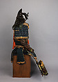 Helmet with Rain Protector and Crests, Iron, leather, lacquer, textile, silver, gold, brass, feather, wood, Japanese