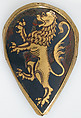 Messenger Badge, Copper, gold, enamel, Italian or Spanish