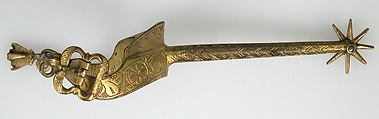 Pair of Rowel Spurs, Copper alloy, gold, German