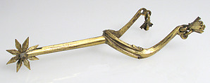 Pair of Rowel Spurs, Copper alloy, gold, German