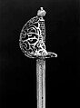 Basket-Hilted Sword, Steel, silver, British