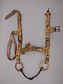 Bridle, Iron, gold, copper alloy, leather, textile, Tibetan