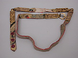 Breast Strap, Iron, gold, leather, textile, Tibetan