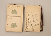 Memorandum Book Showing Colored Sketches Mostly of European Helmets, William Burges (1827–1881), Paper, leather, silver, British