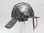 Helmet for a Harquebusier, Probably made in the Royal Workshops at Greenwich (British, Greenwich, 1511–1640s), Steel, silver, gold, copper alloy, textile, British, London or Greenwich