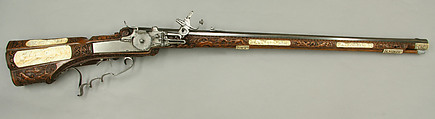 Wheellock Rifle Made for Emperor Leopold I, Johann Michael Maucher (German, Schwäbisch Gmünd, 1645–1701), Steel, pearwood, ivory, mother-of-pearl, German, Schwäbisch Gmünd