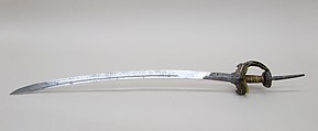 Sword (Firangi), Steel, iron, silver, gold, textile, hilt, Indian; blade, European