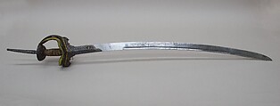 Sword (Firangi), Steel, iron, silver, gold, textile, hilt, Indian; blade, European