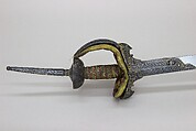 Sword (Firangi), Steel, iron, silver, gold, textile, hilt, Indian; blade, European