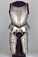 Elements from a Garniture Made for Christian I of Saxony (1560–1591), Anton Peffenhauser (German, Augsburg, 1525–1603), Steel, gold, leather, brass, German, Augsburg