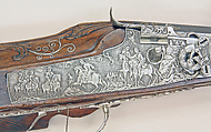 Pair of Wheellock Rifles Made for Emperor Leopold I (1640–1705), Caspar Neireiter (Bohemian, Prague, recorded 1667–ca. 1730), Steel, silver, wood (walnut), Bohemian, Prague