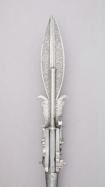 Boar Spear with Double Barrel Wheellock Pistol