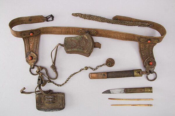 Knife with Sheath, Belt and Chopsticks