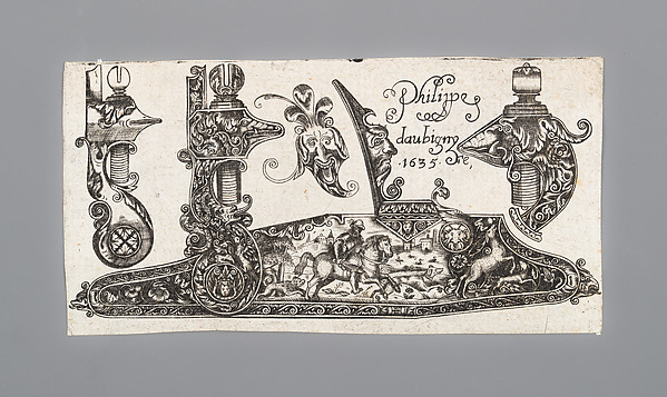 Engraving of a Wheellock Pistol by Philippe Daubigny, The Metropolitan Museum of Art