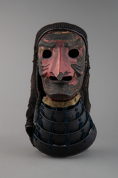 Full Mask (Sōmen) with Gorget and Mail Hood by an unrecorded maker, The Metropolitan Museum of Art