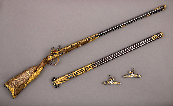 Nicolas Noël Boutet, Double-Barreled Flintlock Shotgun with Exchangeable Percussion Locks and Barrels