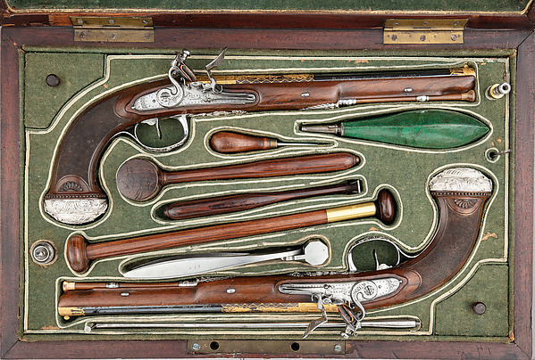 Cased Pair of Flintlock Pistols Presented to Captain Cayetano Valdés y Flores