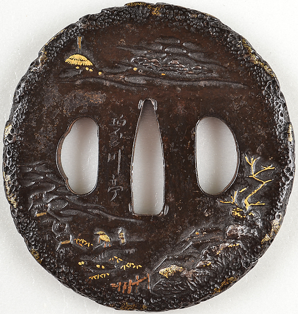 Sword Guard (<i>Tsuba</i>) with <i>Sansui Nanga</i> (Mountain and Seascape) Design by an unrecorded maker, The Metropolitan Museum of Art