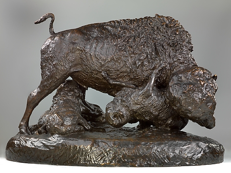 Buffalo and Wolves, Edward Kemeys  American, Bronze, American