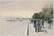 Promenade, Childe Hassam (American, Dorchester, Massachusetts 1859–1935 East Hampton, New York), Watercolor, gouache, and graphite on off-white wove paper, American