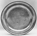 Plate, Thomas Badger  American, Pewter, American