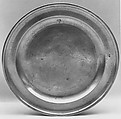 Plate, Thomas Badger  American, Pewter, American