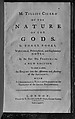 Book: Of the Nature of the Gods, Marcus Tullius Cicero  Roman, Paper, British
