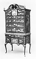 High chest of drawers, Japanned maple, japanned white pine, white pine, japanned birch; brass, American