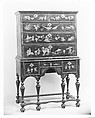 High chest of drawers, Japanned soft maple, poplar, white pine, American