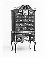 High chest of drawers, Japanned maple, japanned white pine, white pine, japanned birch; brass, American