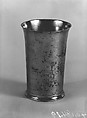 Beaker, Thomas Danforth Boardman  American, Pewter, American