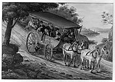 Travel by Stagecoach Near Trenton, New Jersey, Pavel Petrovich Svinin (1787/88–1839), Watercolor, gouache, and pen and ink on off-white wove paper, American