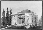 The Pennsylvania Academy of the Fine Arts, Philadelphia (Copy after an Engraving in The Port Folio Magazine, June 1809), Pavel Petrovich Svinin (1787/88–1839), Watercolor and black ink on white laid paper, American