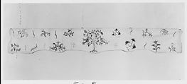 Valance, Linen embroidered with crewel wool, American