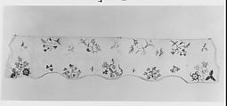 Valance, Linen embroidered with crewel wool, American