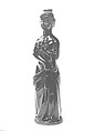 Drug Bottle, Free-blown molded amber glass, American