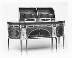 Sideboard, Mahogany, satinwood, silver, copper, verre églomisé with yellow poplar, white pine, mahogany, American