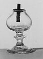 Lamp, Free-blown lead glass, tin, American