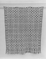 Coverlet, Four Snowballs pattern with Pine-tree border, Wool and cotton, woven, American