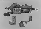 Latch Lock, Key, and Catch, Wrought iron, American