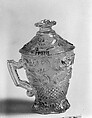 Covered Mustard Pot, Lacy pressed glass