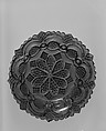 Dish, Lacy pressed blue glass