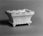 Salt, Lacy pressed opaque white glass, American