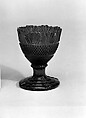 Egg Cup, Lacy pressed blue glass
