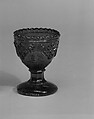 Egg Cup, Lacy pressed blue glass