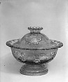 Covered Bowl, Lacy pressed glass, American