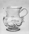 Pitcher, Charles A. Cornwall  American, Blown aquamarine glass with applied decoration, American