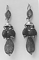 Pair of Earrings, Possibly Wright, Kay and Company, Gold, hair, American