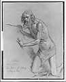 Study for the Question of the Sphinx, Elihu Vedder (American, New York 1836–1923 Rome), Chalk on dark brown wove paper, American